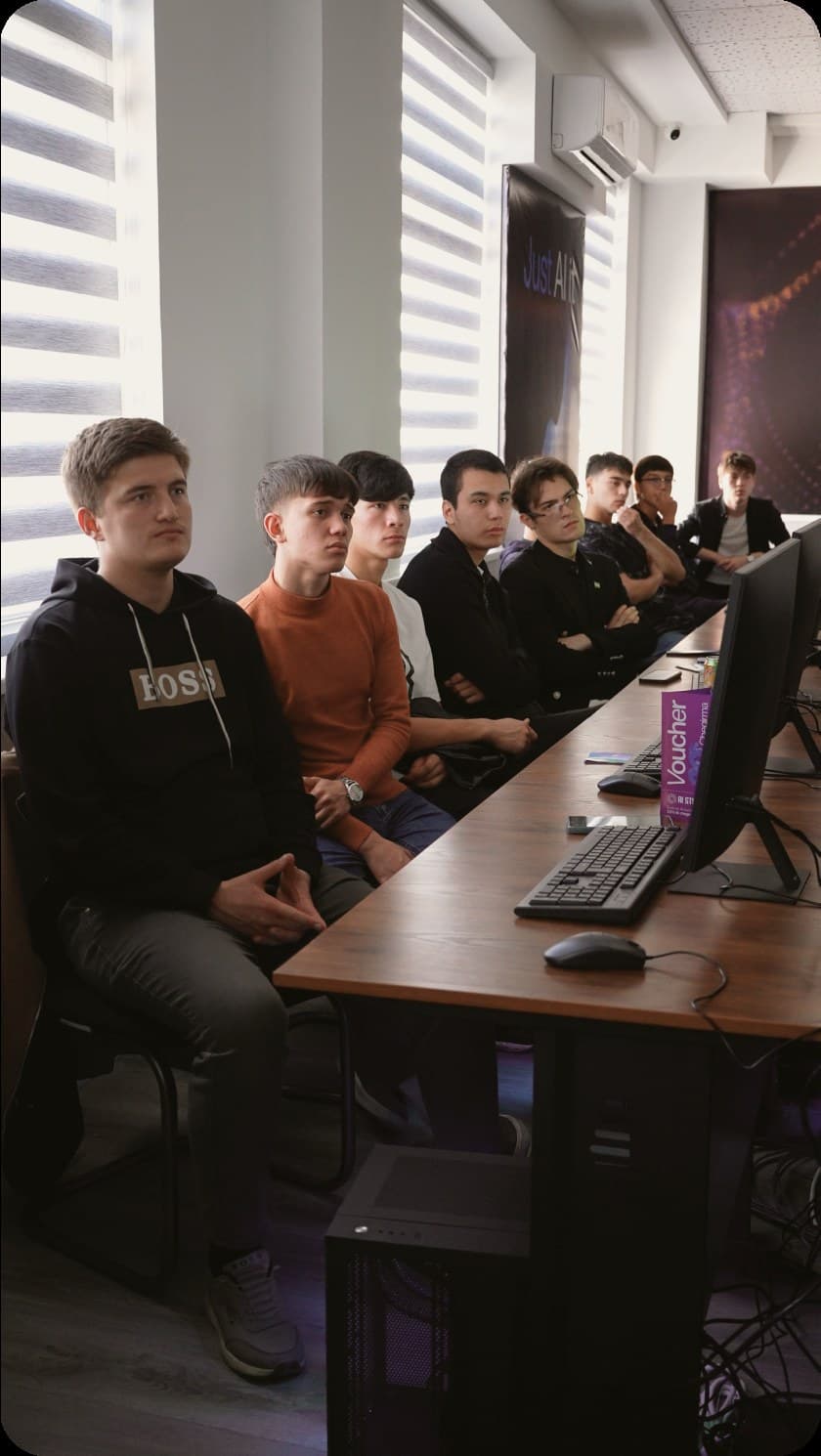 Students at a workstation