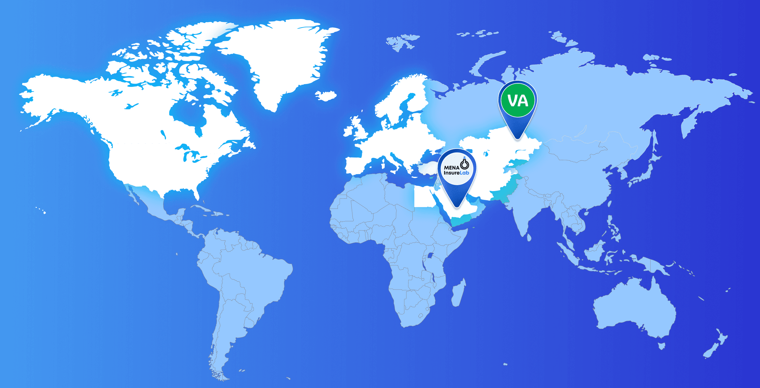 World map with AI Station's partner locations in Uzbekistan and the UAE